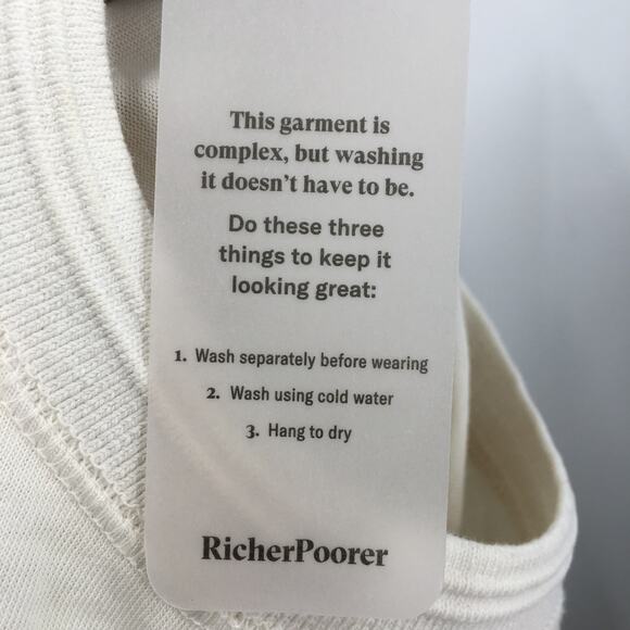 RicherPoorer Relaxed Long Sleeve Pullover Sweatshirt XS Crew Neck Cream NWT - Picture 7 of 10